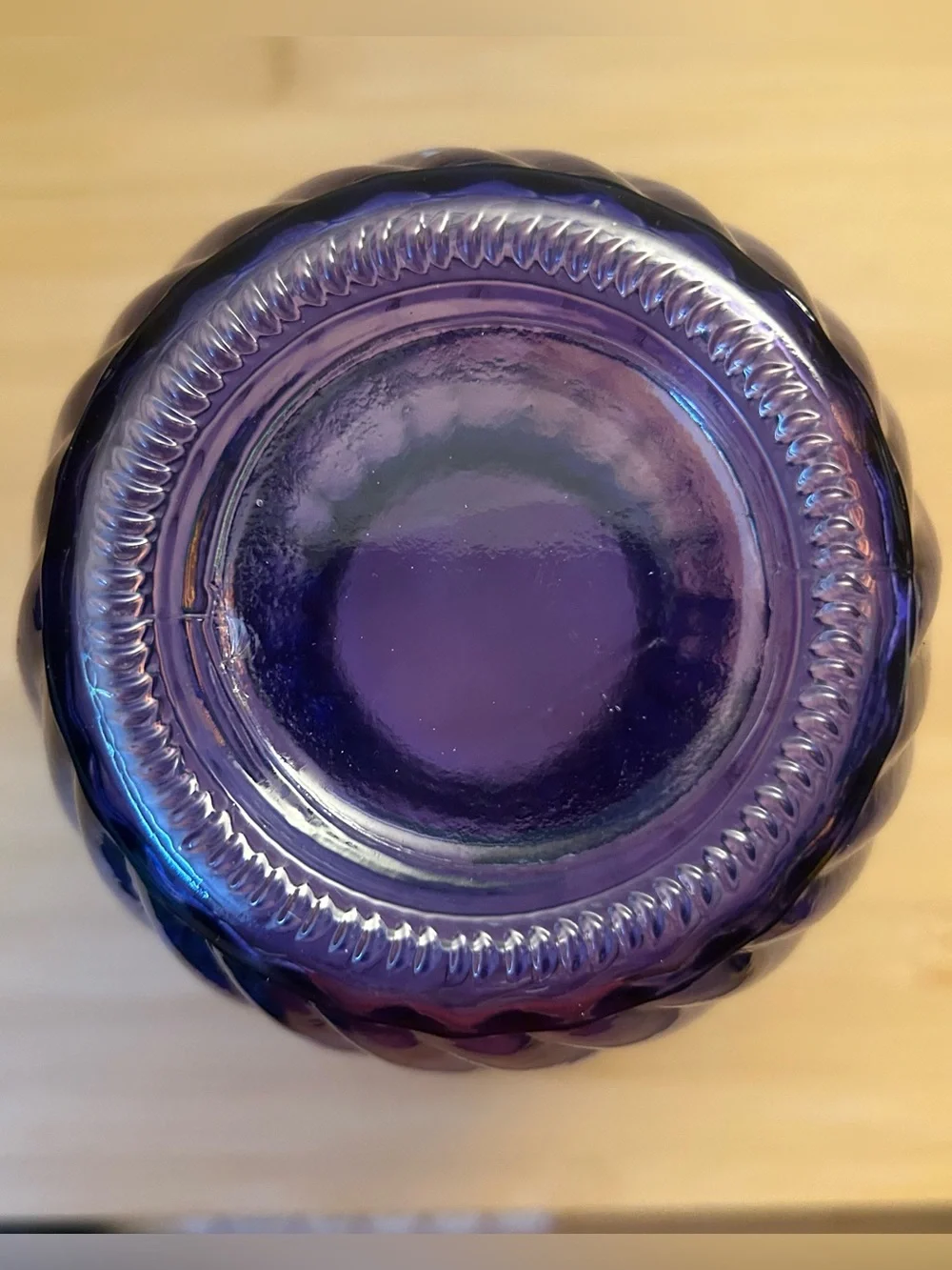 Textured Blue Glass Vase Cobalt Tinted Vintage Style Swirl Sculpt SEE PICS